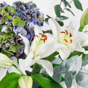 Hortensie, Lilien und Eucalyptus